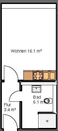 Wohnung 3, 1-Raum-Wohnung ohne Mitbewohner